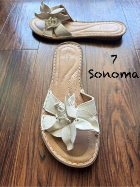 Sonoma Cream Floral Slide Sandals with Bow Accent